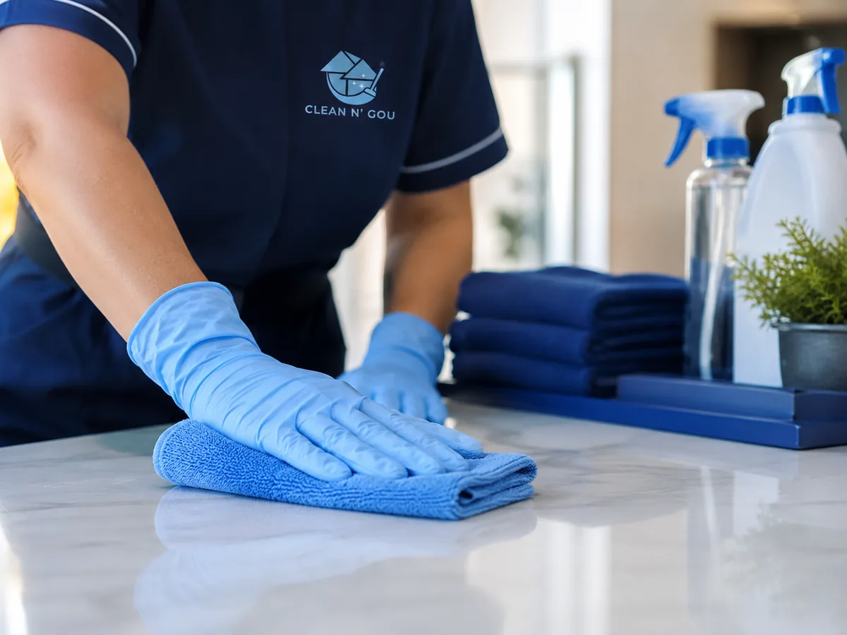 Detalhe de um serviço de limpeza profissional Clean N’ Gou